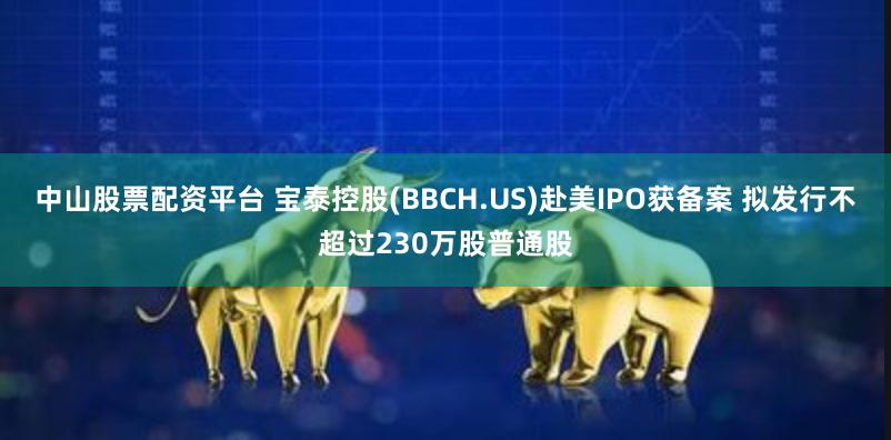 中山股票配资平台 宝泰控股(BBCH.US)赴美IPO获备案 拟发行不超过230万股普通股