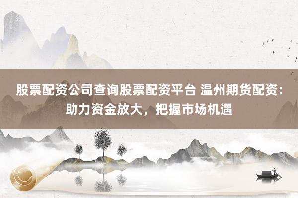 股票配资公司查询股票配资平台 温州期货配资：助力资金放大，把